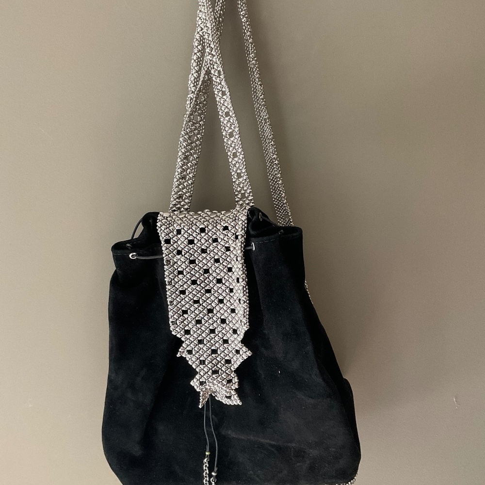 Black Suede with Liquid Metal Backpack